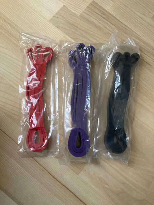 Strength Bands – 3-pak (Rød, Sort, Lilla)